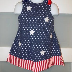 CRE8IONS STARS AND STRIPES NAVY BLUE DRESS SIZE 2T GIRL'S